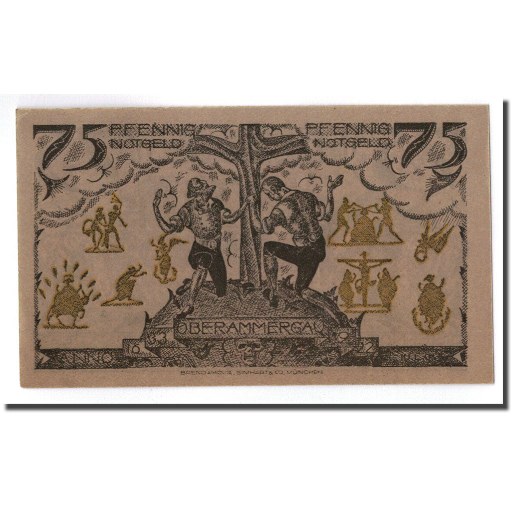 Banknote, Germany, Oberammergau, 75 Pfennig, personnage, 1921, 1921-07-01