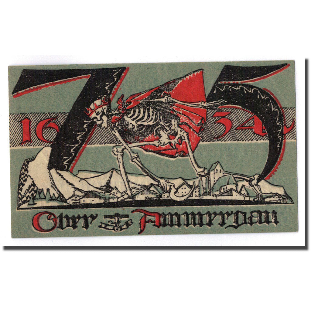 Banknote, Germany, Oberammergau, 75 Pfennig, squelette, 1921, 1921-07-01