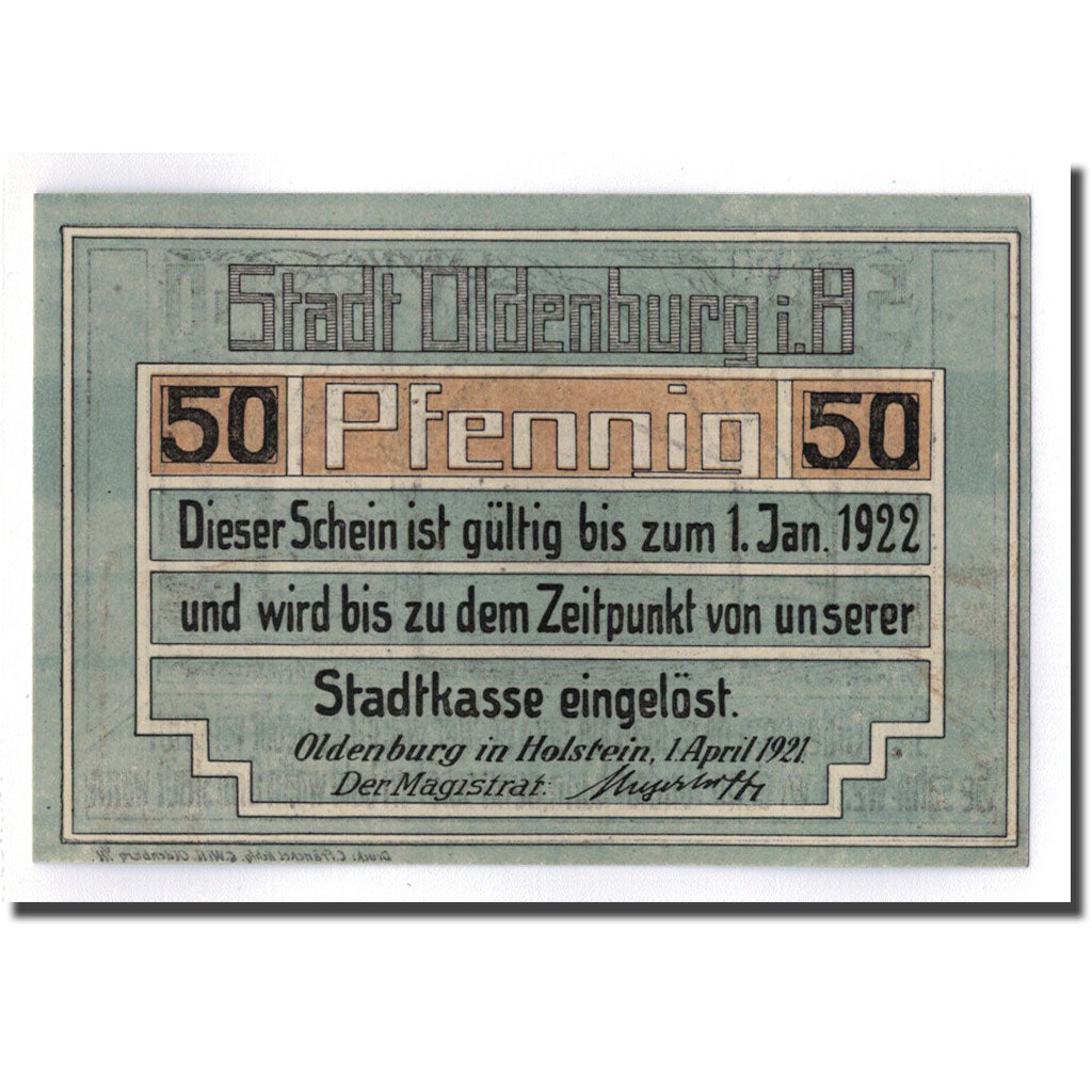 Banknote, Germany, Oldenburg, 50 Pfennig, manoir, 1921, 1921-04-01, UNC(63)