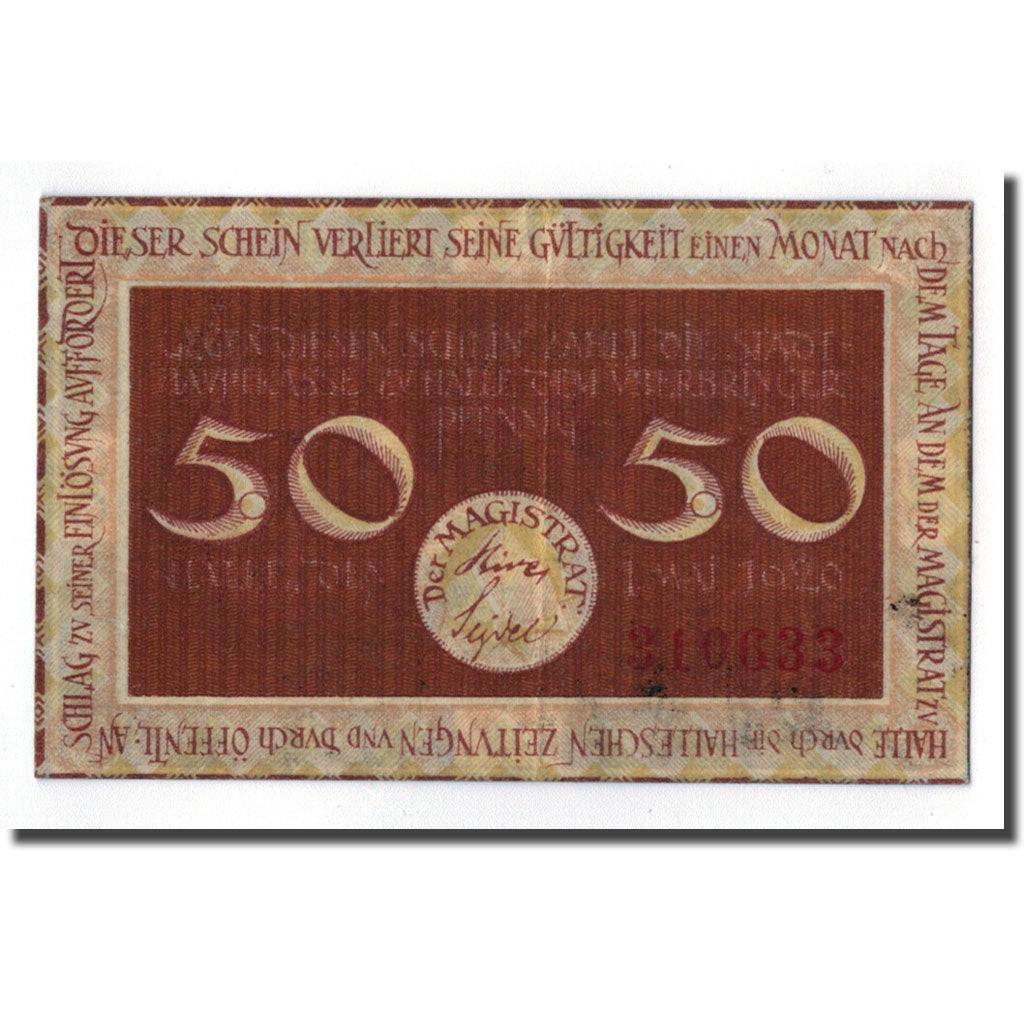 Banknote, Germany, Halle, 50 Pfennig, graphique, O.D, UNC(63)