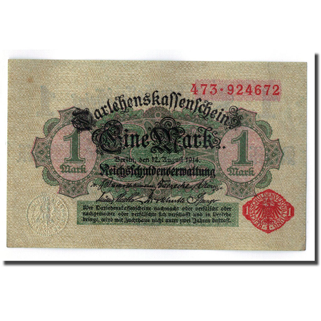 Banknote, Germany, 1 Mark, 1914, 1914-08-12, KM:50, UNC(63)