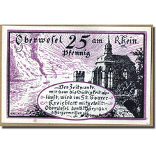 Billet, Allemagne, Oberwesel Stadt, 25 Pfennig, paysage, 1921, 1921-03-18, SPL