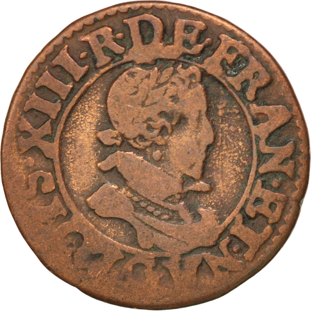 FRANCE, Double tournois, buste enfantin, Double Tournois, 1619, Poitiers, KM...