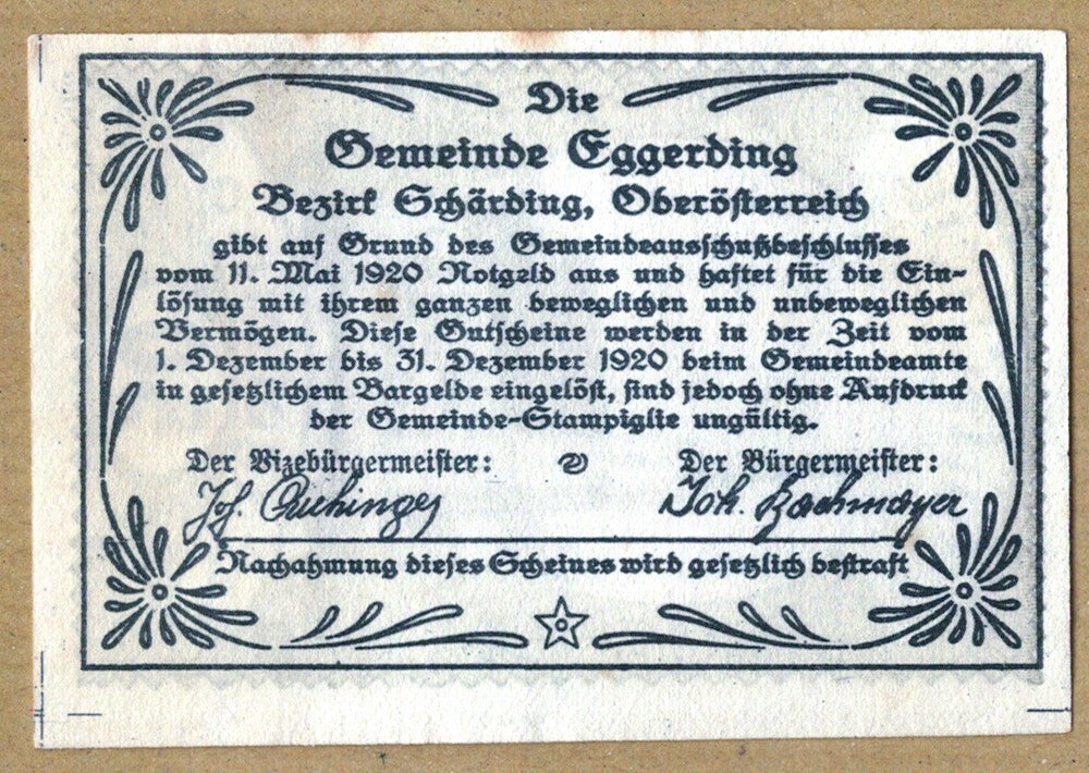 Banknote, Austria, Eggerding, 50 Heller, Eglise, 1920, 1920-05-11, UNC(63)