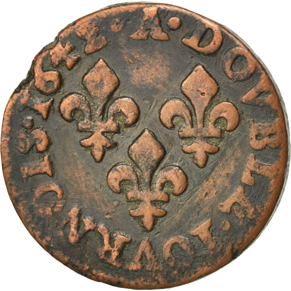 FRANCE, Double tournois de Warin, tête à gauche, Double Tournois, 1642, Paris, K