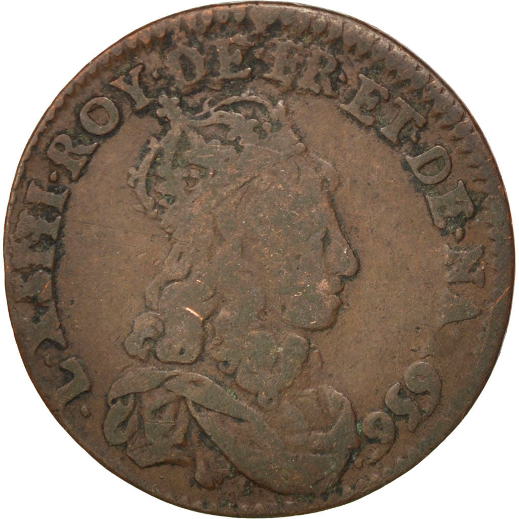 Louis XIV, Liard de France, 1656 I, Limoges, C2G 112