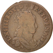 FRANCE, Liard de France au buste juvénile, deuxième type, Liard, 1656, Rouen, KM