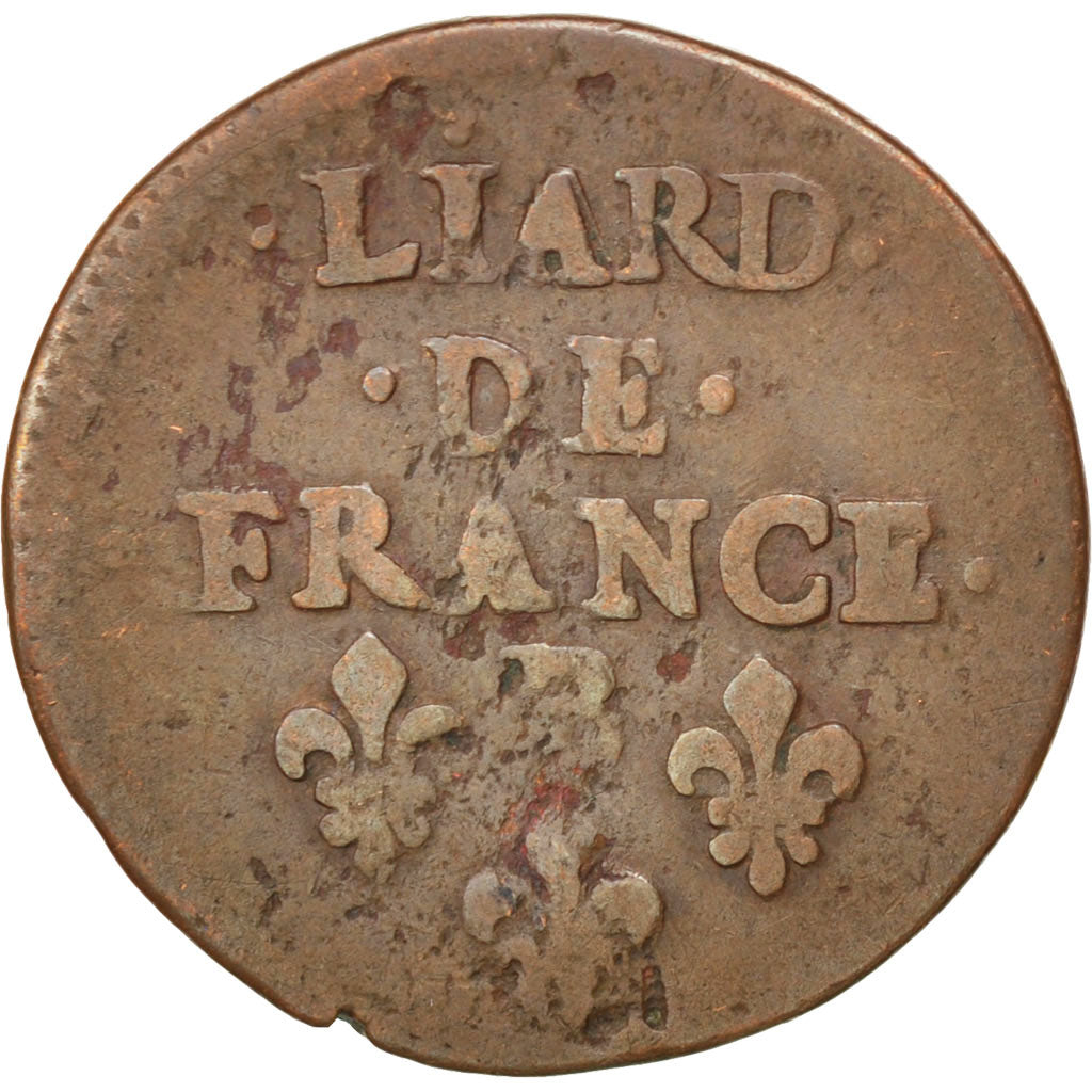 FRANCE, Liard de France au buste juvénile, deuxième type, Liard, 1656, Rouen, KM