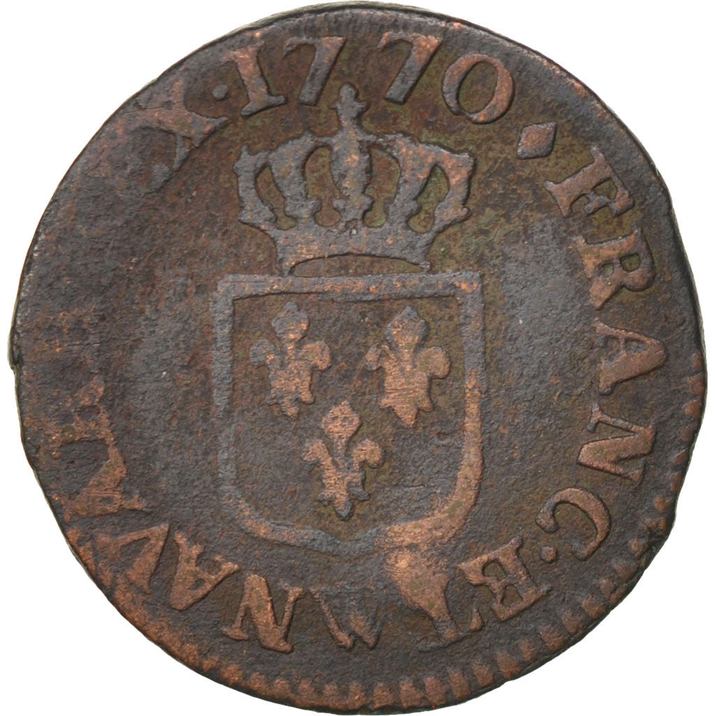 Francia, Louis XV, Liard à la vieille tête, Liard, 1770, Lille, MB, Rame, K...