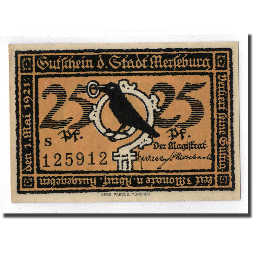 Banknote, Germany, Merseburg Stadt, 25 Pfennig, personnage, 1921, UNC(63)