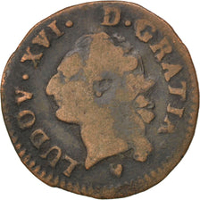 FRANCE, Liard, Liard, 1785, Strasbourg, KM #585.4, F(12-15), Copper, Gadoury...