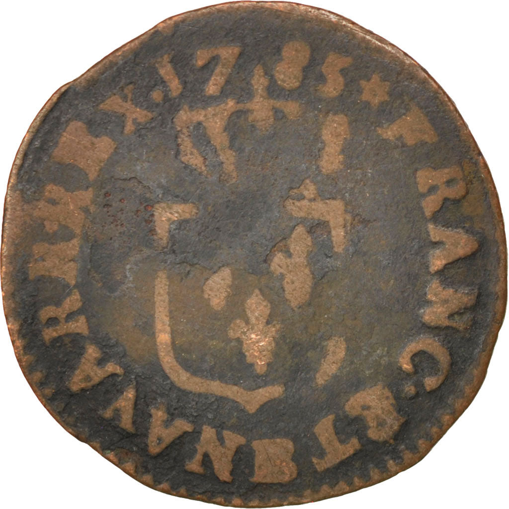 FRANCE, Liard, Liard, 1785, Strasbourg, KM #585.4, F(12-15), Copper, Gadoury...