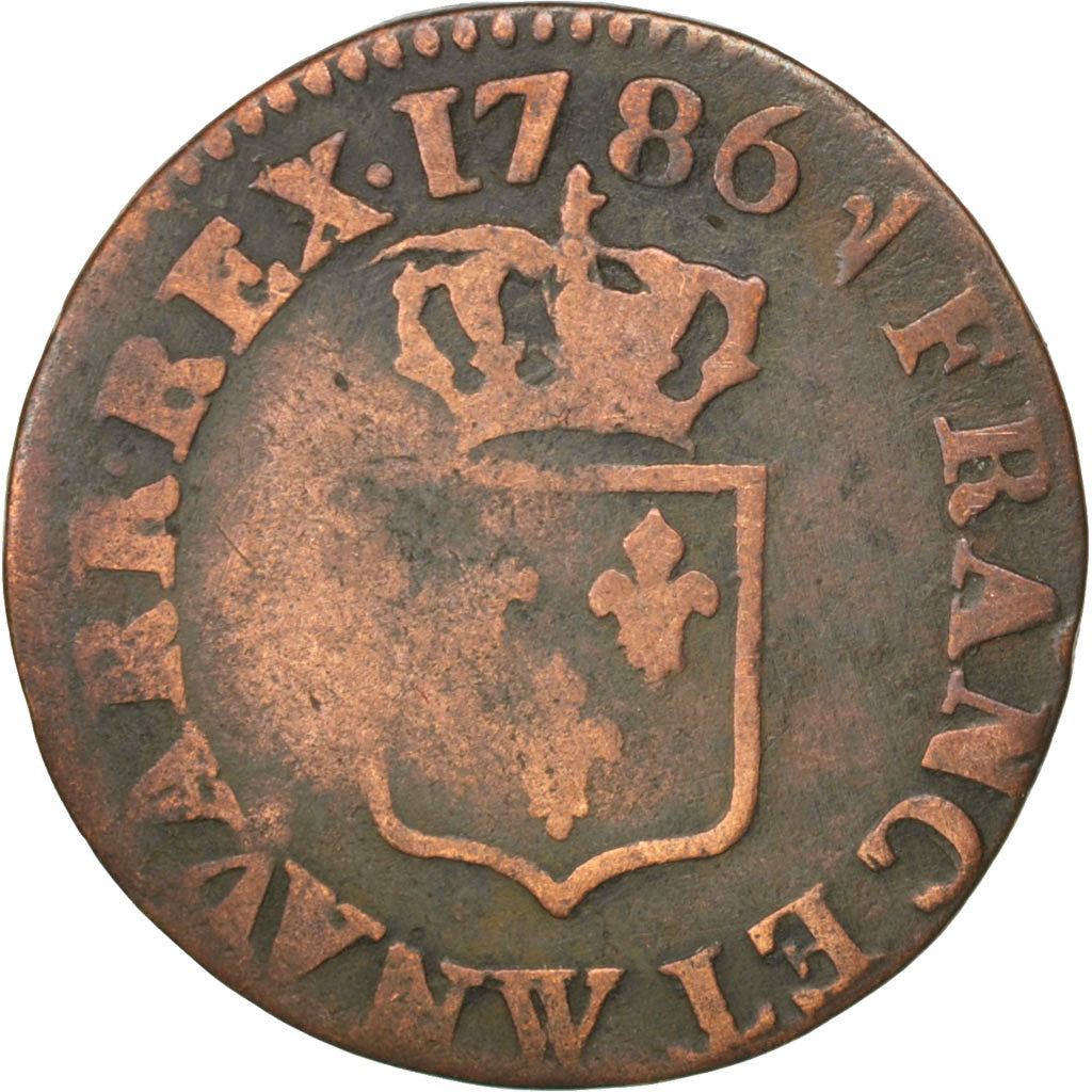 Louis XVI, Liard à l'Écu, 1786 W, Lille, Gadoury 348