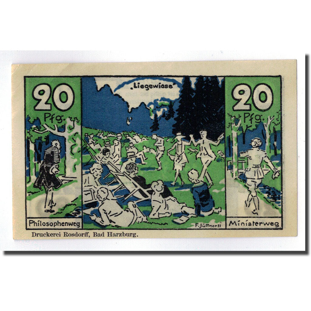 Banknote, Germany, Harzburg, 20 Pfennig, personnage, 1921, UNC(63), Mehl:581.1a