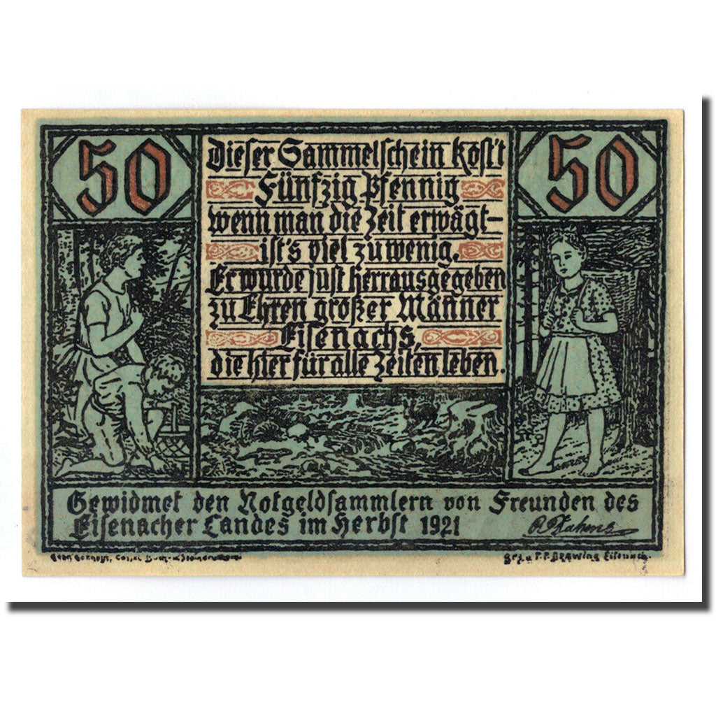 Banknote, Germany, Eisenach Stadt, 50 Pfennig, portrait 1, O.D, UNC(63)