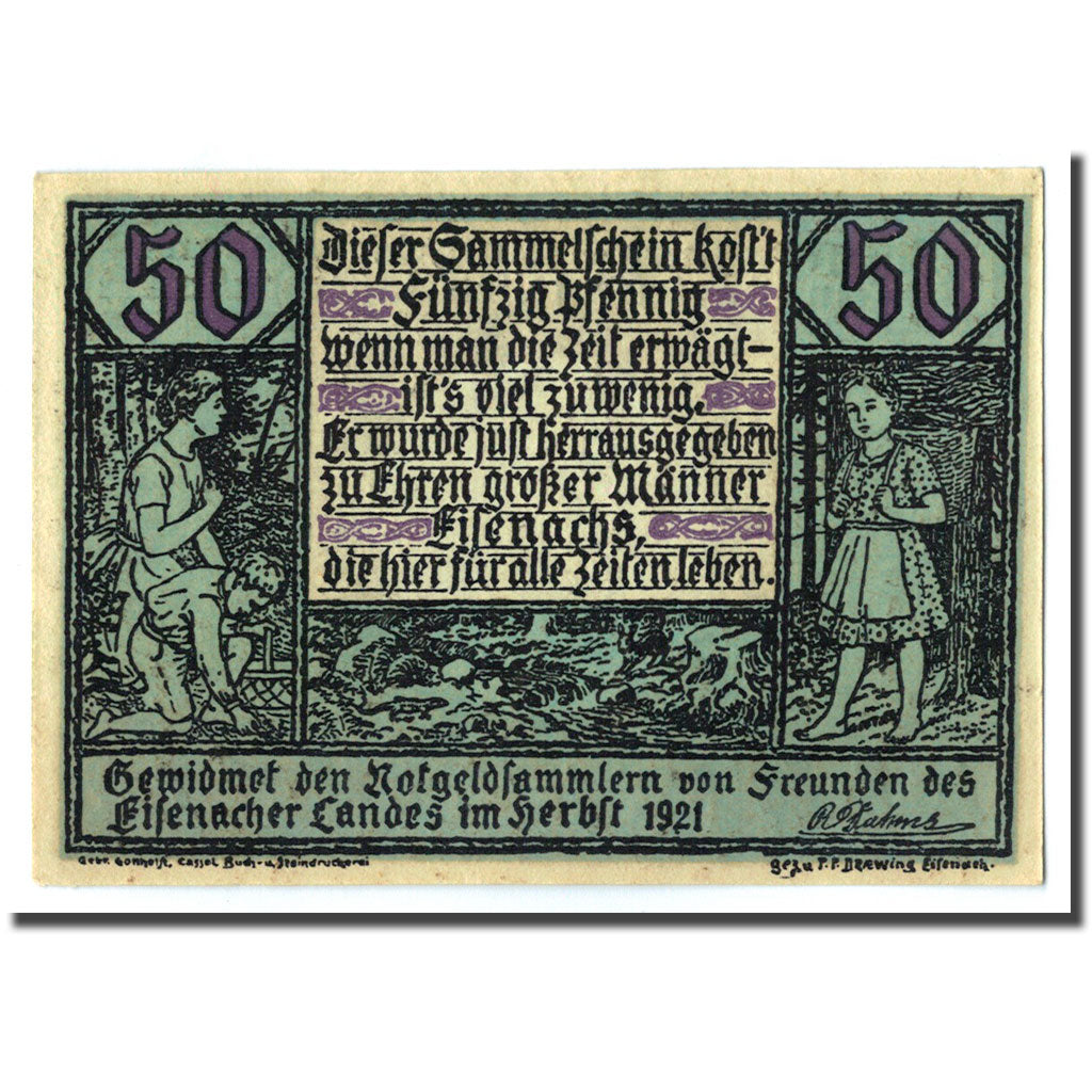 Banknote, Germany, Eisenach Stadt, 50 Pfennig, portrait 3, O.D, UNC(63)