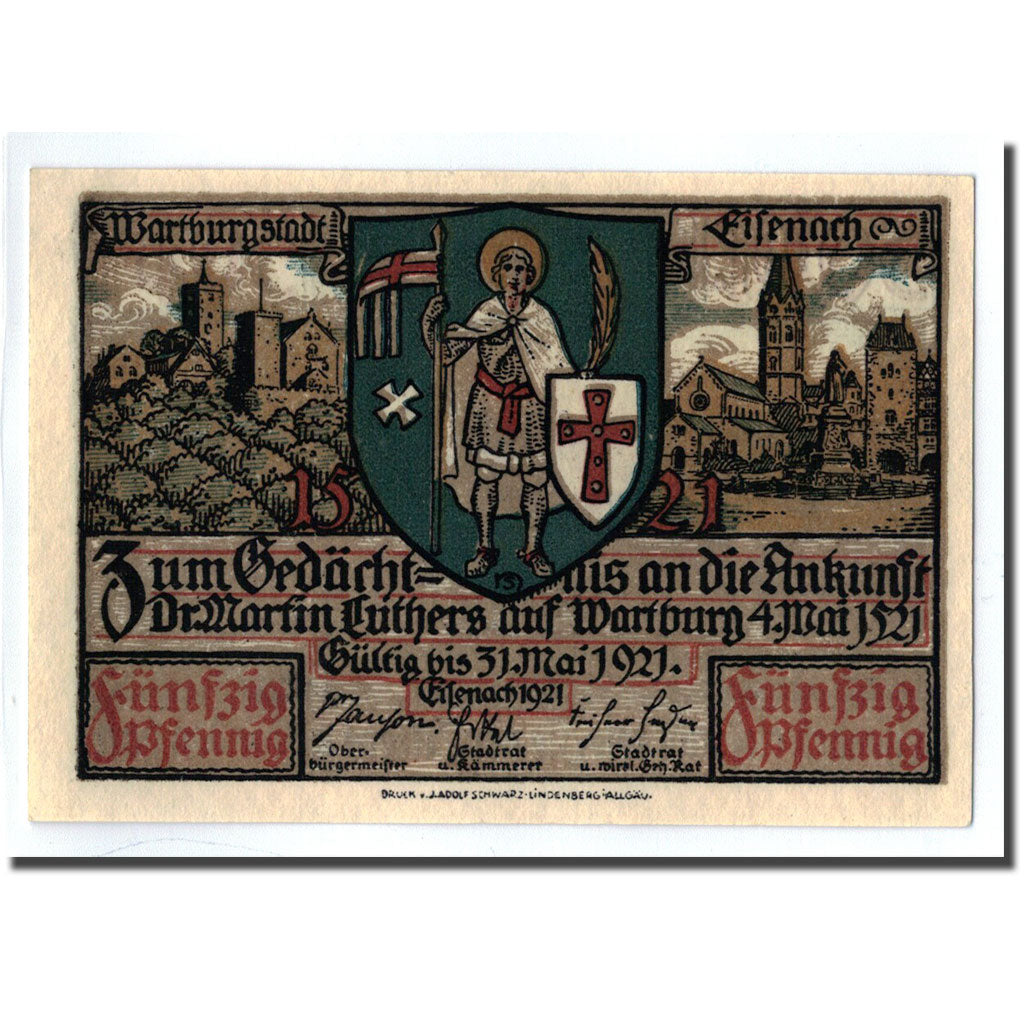 Banknote, Germany, Eisenach Stadt, 50 Pfennig, personnage 2, 1921, UNC(63)