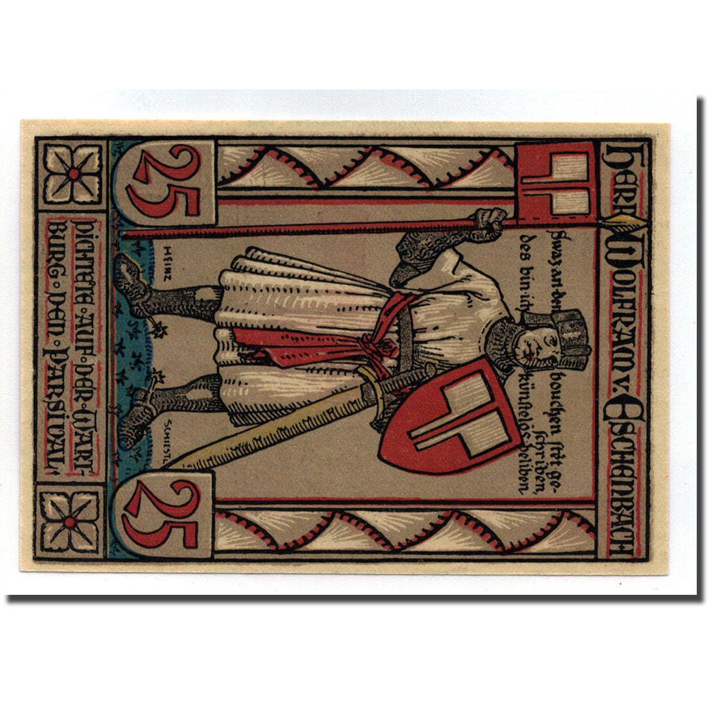 Banknote, Germany, Eisenach Stadt, 25 Pfennig, chevalier, 1922, 1922-04-01