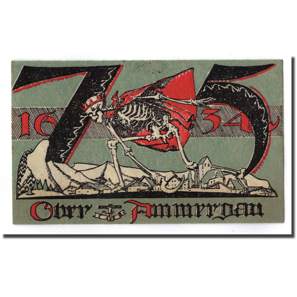 Banknote, Germany, Oberammergau, 75 Pfennig, squelette, 1921, 1921-07-01