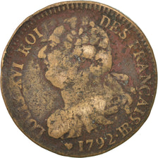 Coin, France, 2 sols français, 2 Sols, 1792, Strasbourg, VF(20-25), Bronze