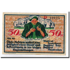 Banknote, Germany, Bremerhaven, 50 Pfennig, personnage, 1921, UNC(63)