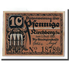 Banknote, Germany, Kirchberg, 10 Pfennig, métier, 1921, 1921-07-01, UNC(63)