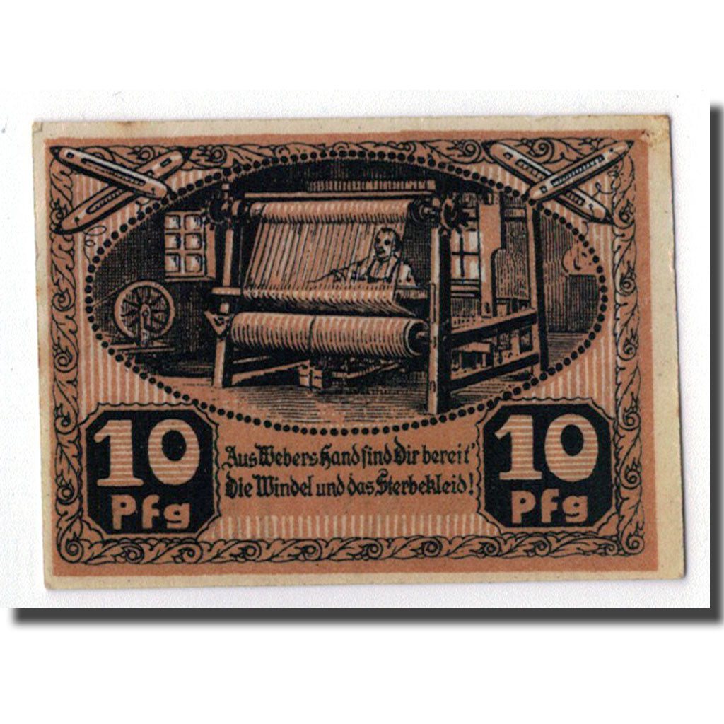 Banknote, Germany, Kirchberg, 10 Pfennig, métier, 1921, 1921-07-01, UNC(63)