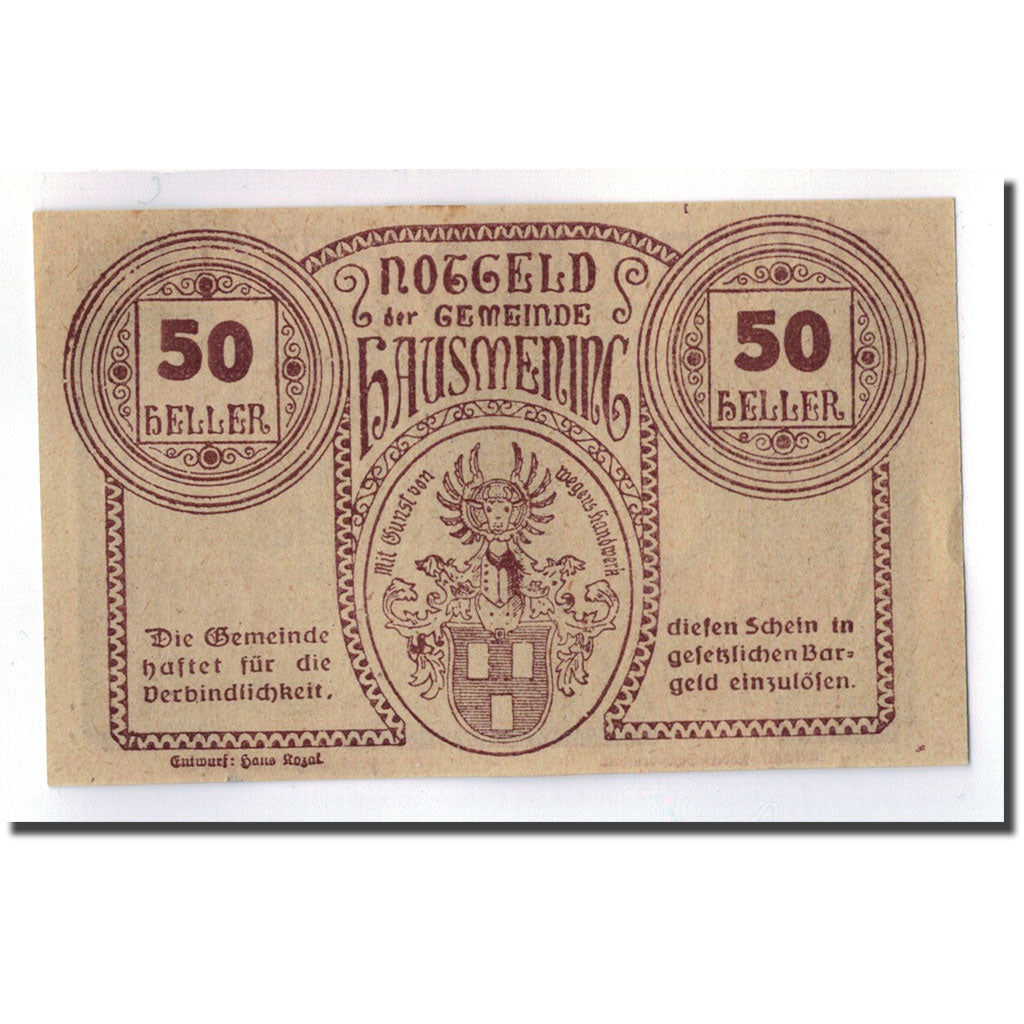 Geldschein, Österreich, Hausmening, 50 Heller, portrait, 1920, 1920-12-31, UNZ-