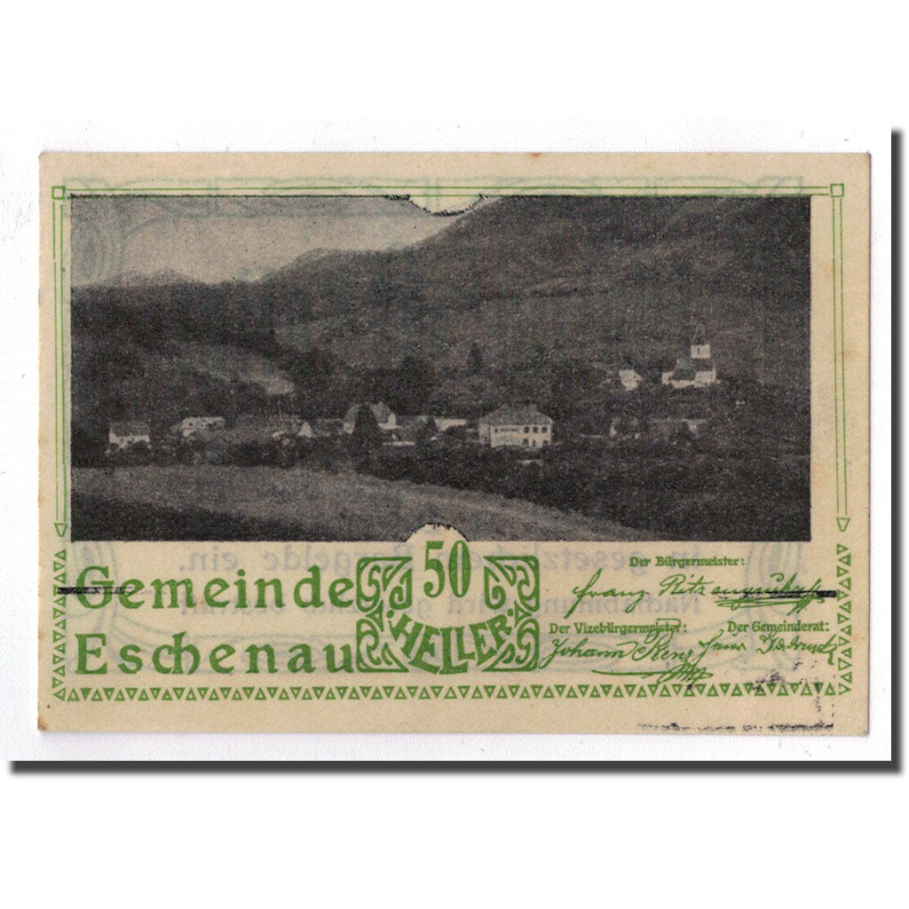 Banknote, Austria, Eschenau, 50 Heller, paysage, 1920, 1920-12-31, UNC(63)