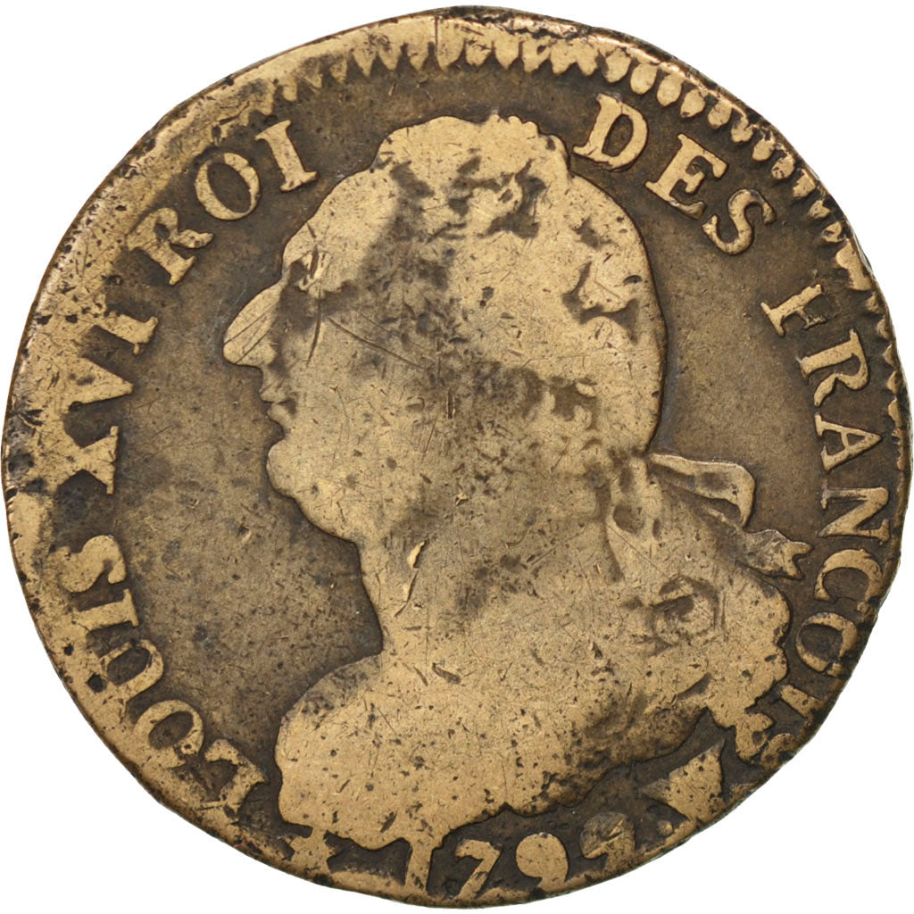 Münze, Frankreich, 2 sols françois, 2 Sols, 1792, Lille, S, Bronze, KM:603.16