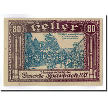 Banconote, Austria, Sparbach N'.O, 80 Heller, paysage, SPL