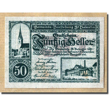 Banknote, Austria, St Valentin, 50 Heller, Eglise, 1920, 1920-02-14, UNC(63)