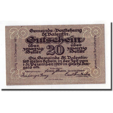 Banknote, Austria, St Valentin, 20 Heller, manoir, 1920, 1920-02-14, UNC(63)