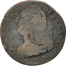 Coin, France, 2 sols françois, 2 Sols, 1792, Montpellier, VG(8-10), Bronze