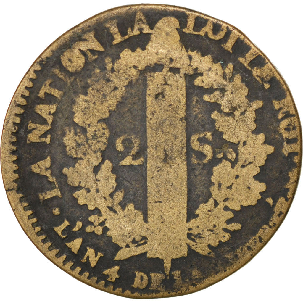 FRANCE, 2 sols françois, 2 Sols, 1792, Metz, KM #603.2, VG(8-10), Bronze, Gadour