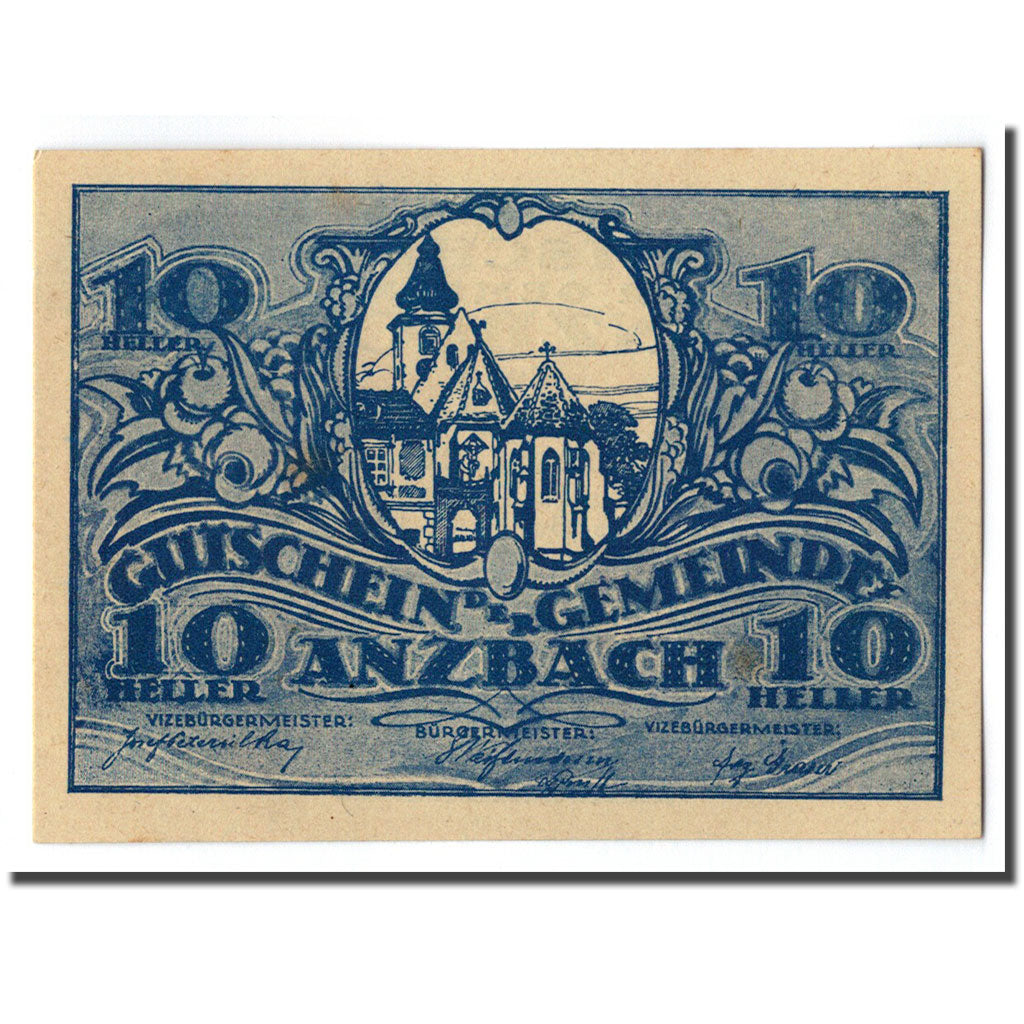Geldschein, Österreich, Anzbach, 10 Heller, Eglise, 1920, 1920-09-15, UNZ-