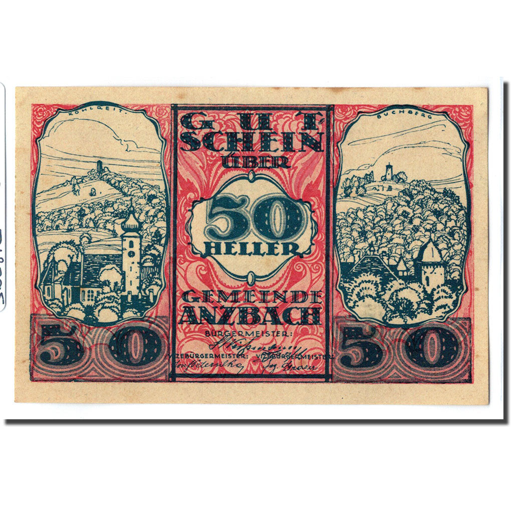 Geldschein, Österreich, Anzbach, 50 Heller, paysage 1, 1920, 1920-09-15, UNZ-