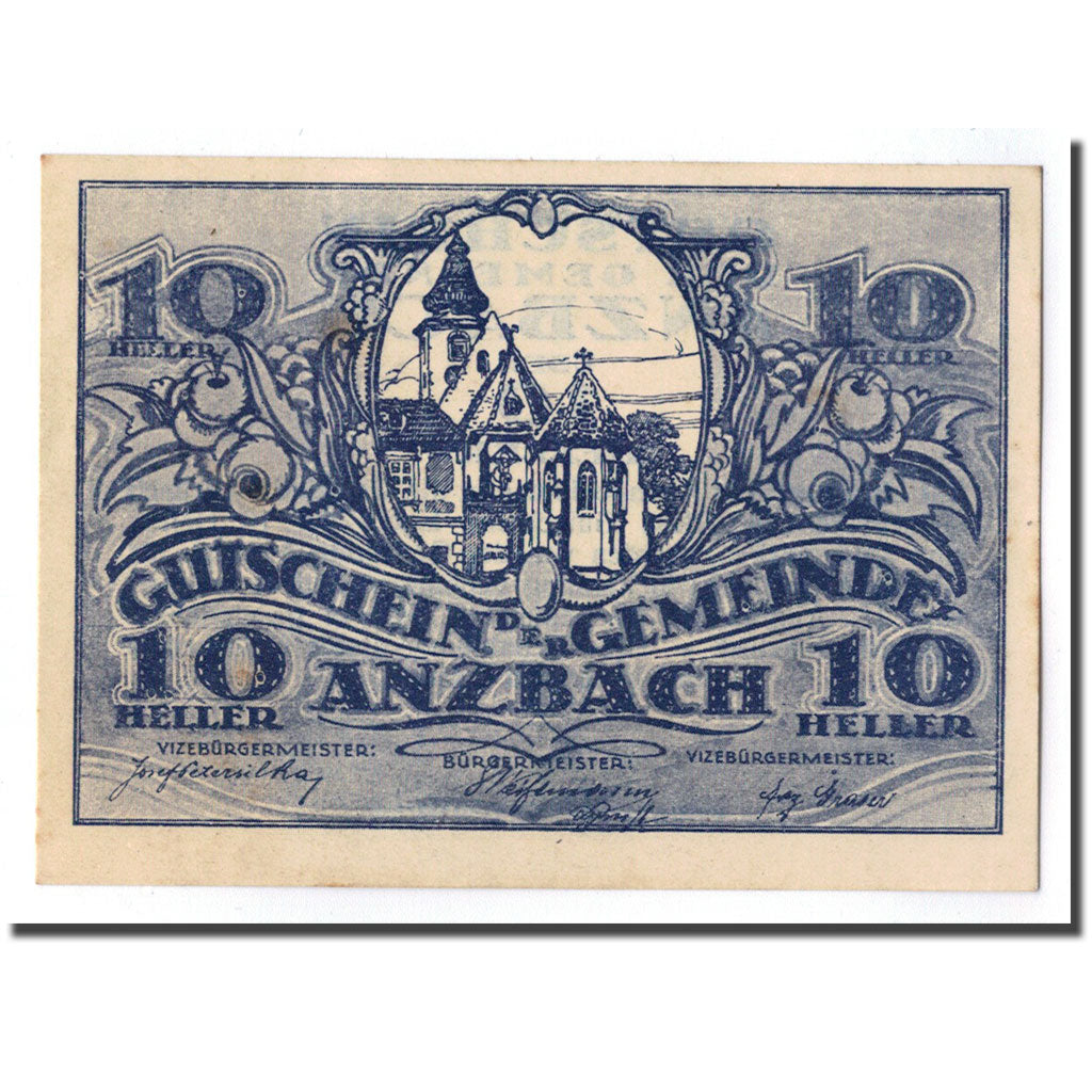Geldschein, Österreich, Anzbach, 10 Heller, eglise 2, 1920, 1920-09-15, UNZ-