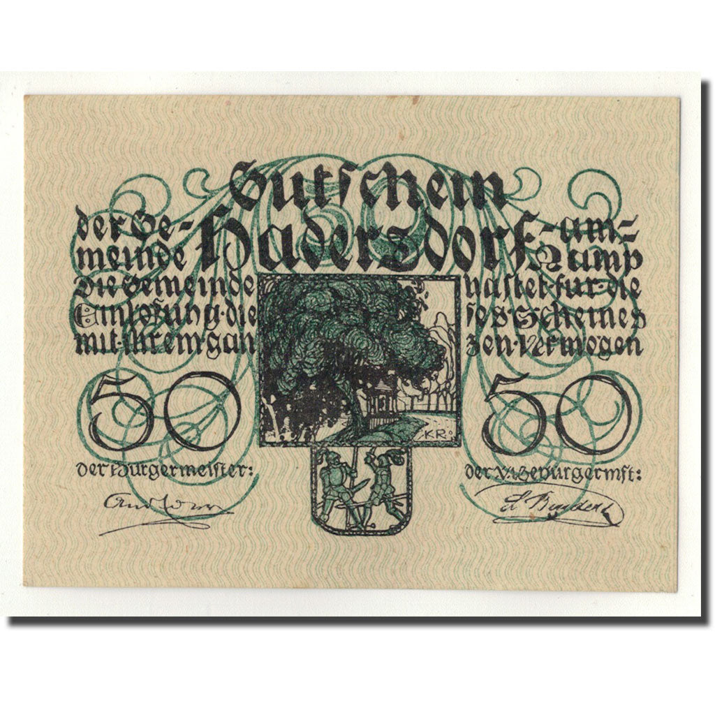 Geldschein, Österreich, Hardersdorf, 50 Heller, paysage, 1920, 1920-12-31