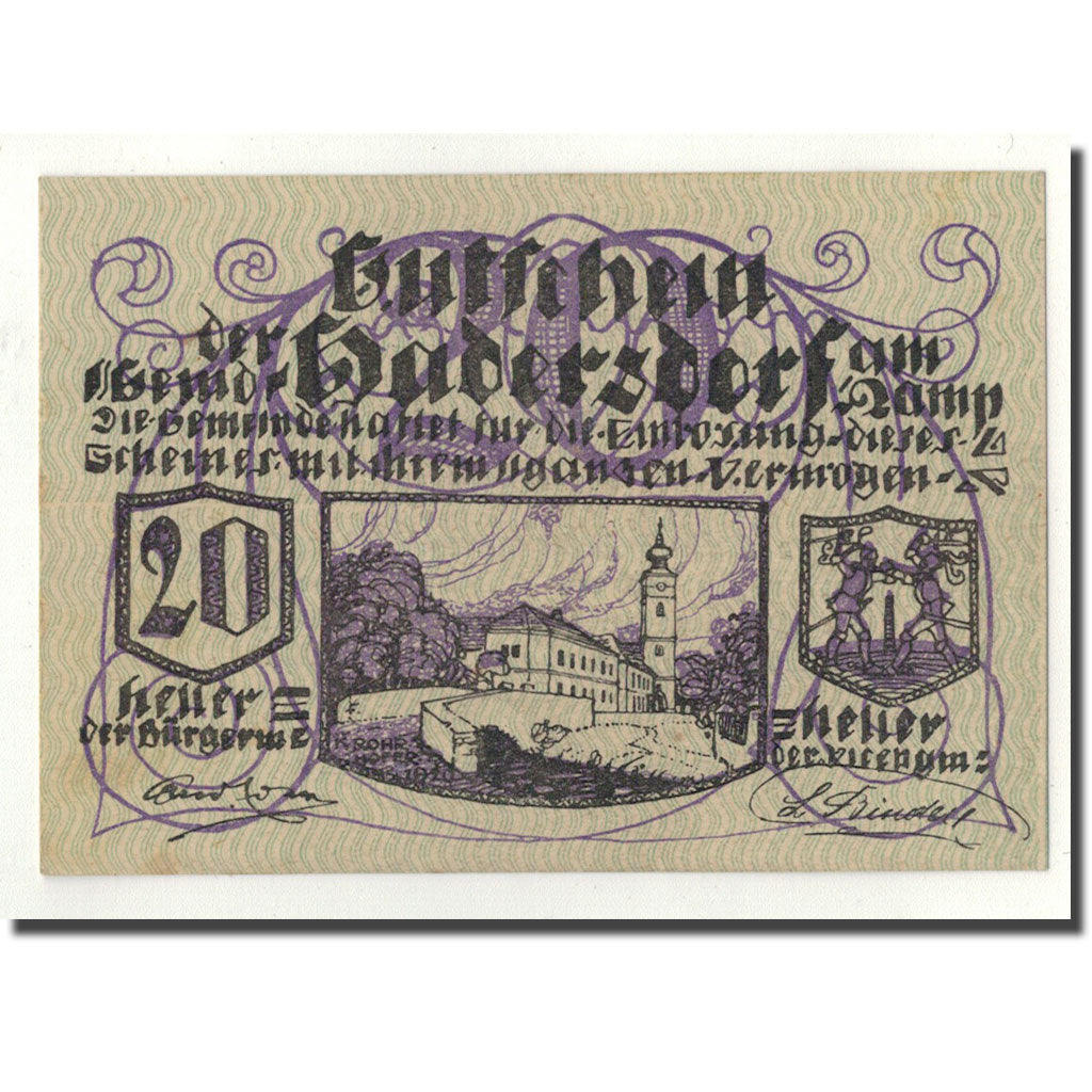 Geldschein, Österreich, Hardersdorf, 20 Heller, paysage, 1920, 1920-12-31