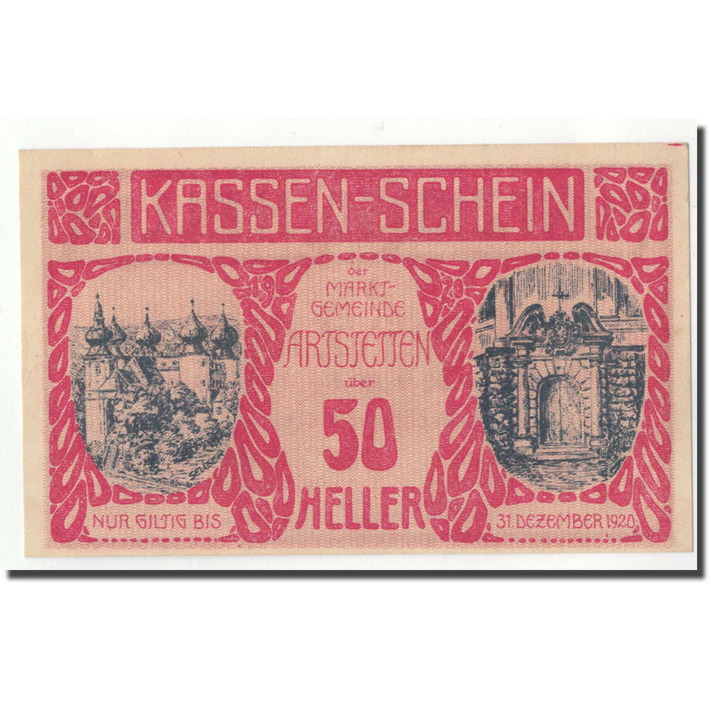 Banknote, Austria, Artstetten, 50 Heller, château, UNC(63), Mehl:52a