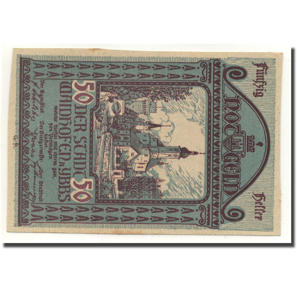 Banknote, Austria, Waidhofen a/d Ybbs, 50 Heller, château, 1920, 1920-02-01