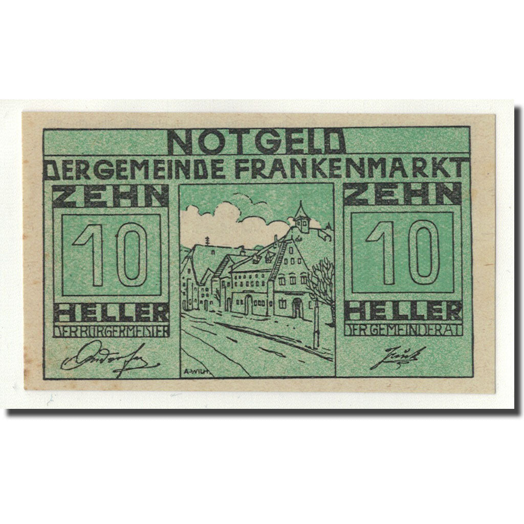 Banknote, Austria, Frankenmarkt, 10 Heller, paysage, 1920, 1920-04-16, UNC(63)