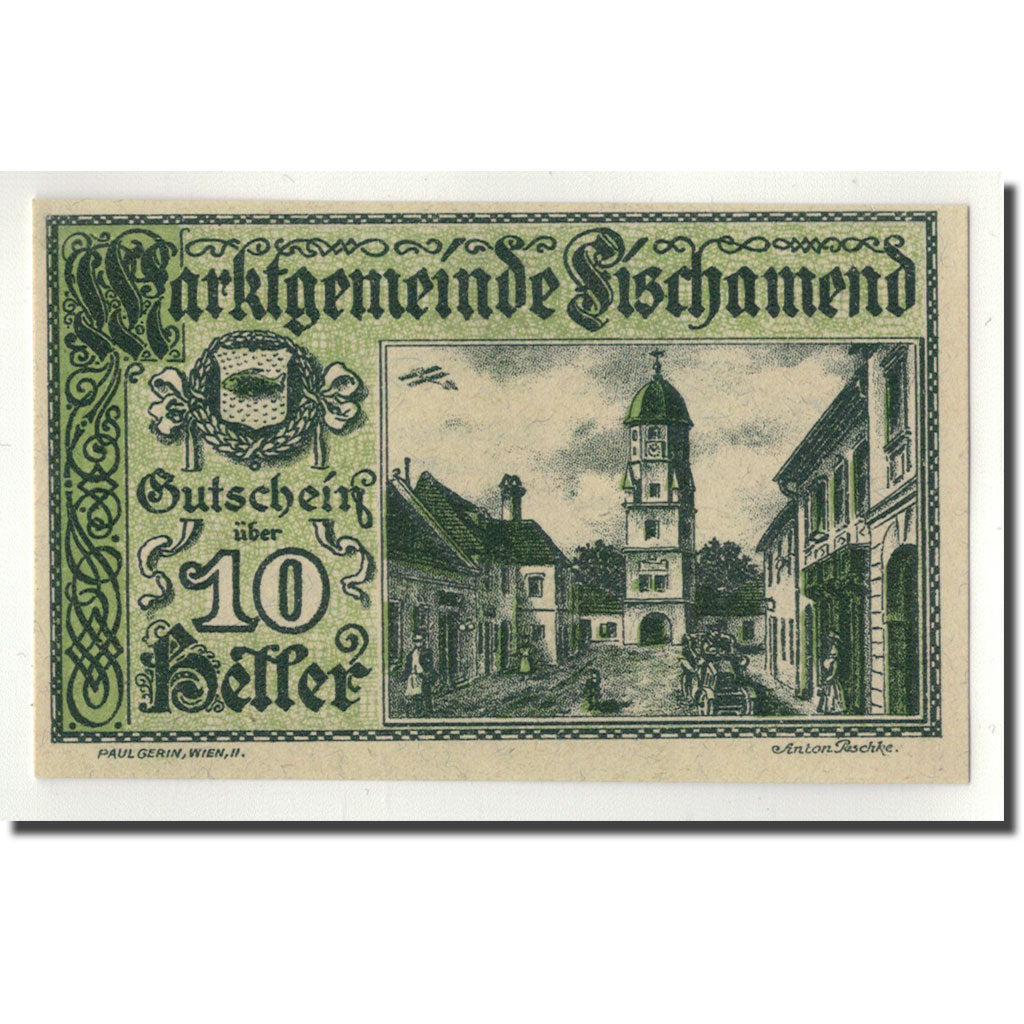 Banknote, Austria, Fischamend, 10 Heller, paysage, UNC(63), Mehl:202.1