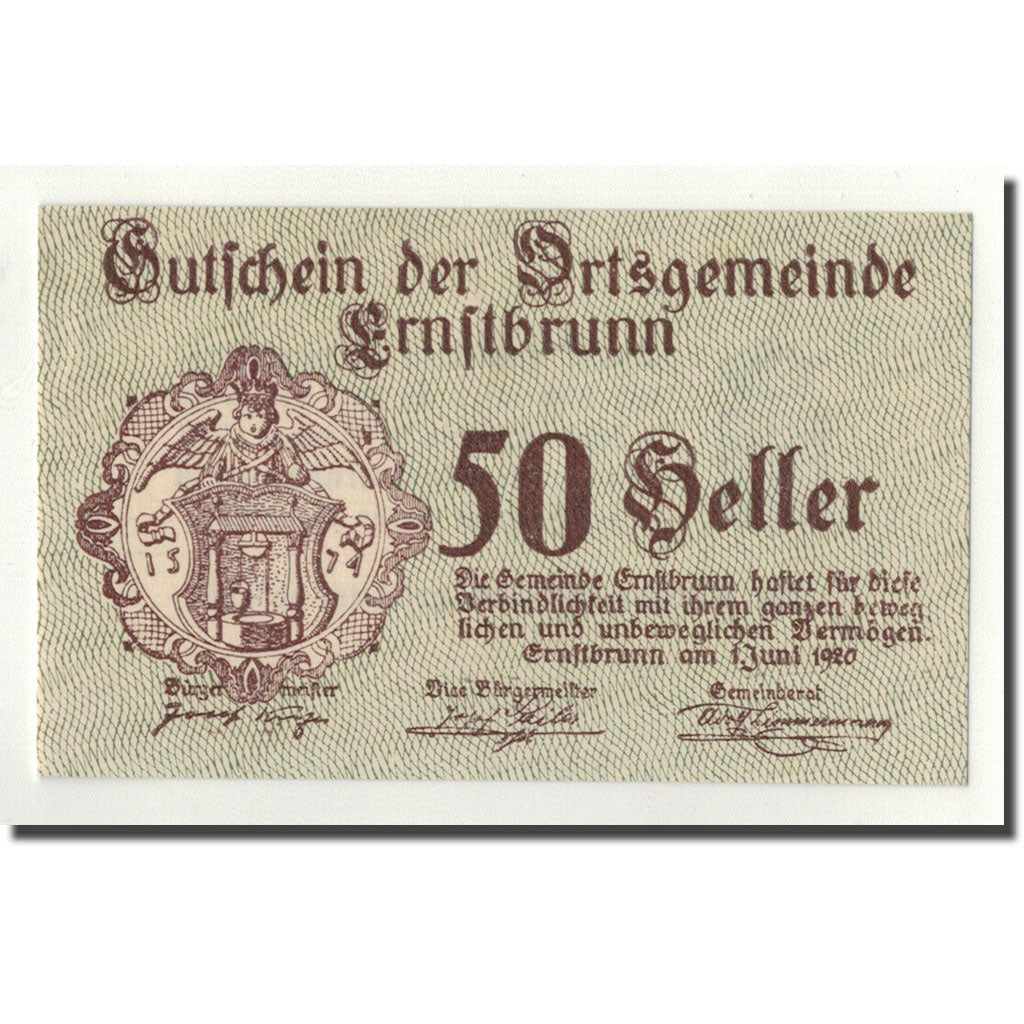 Banknote, Austria, Ernstbrunn, 50 Heller, Ecusson, 1920, 1920-06-01, UNC(63)