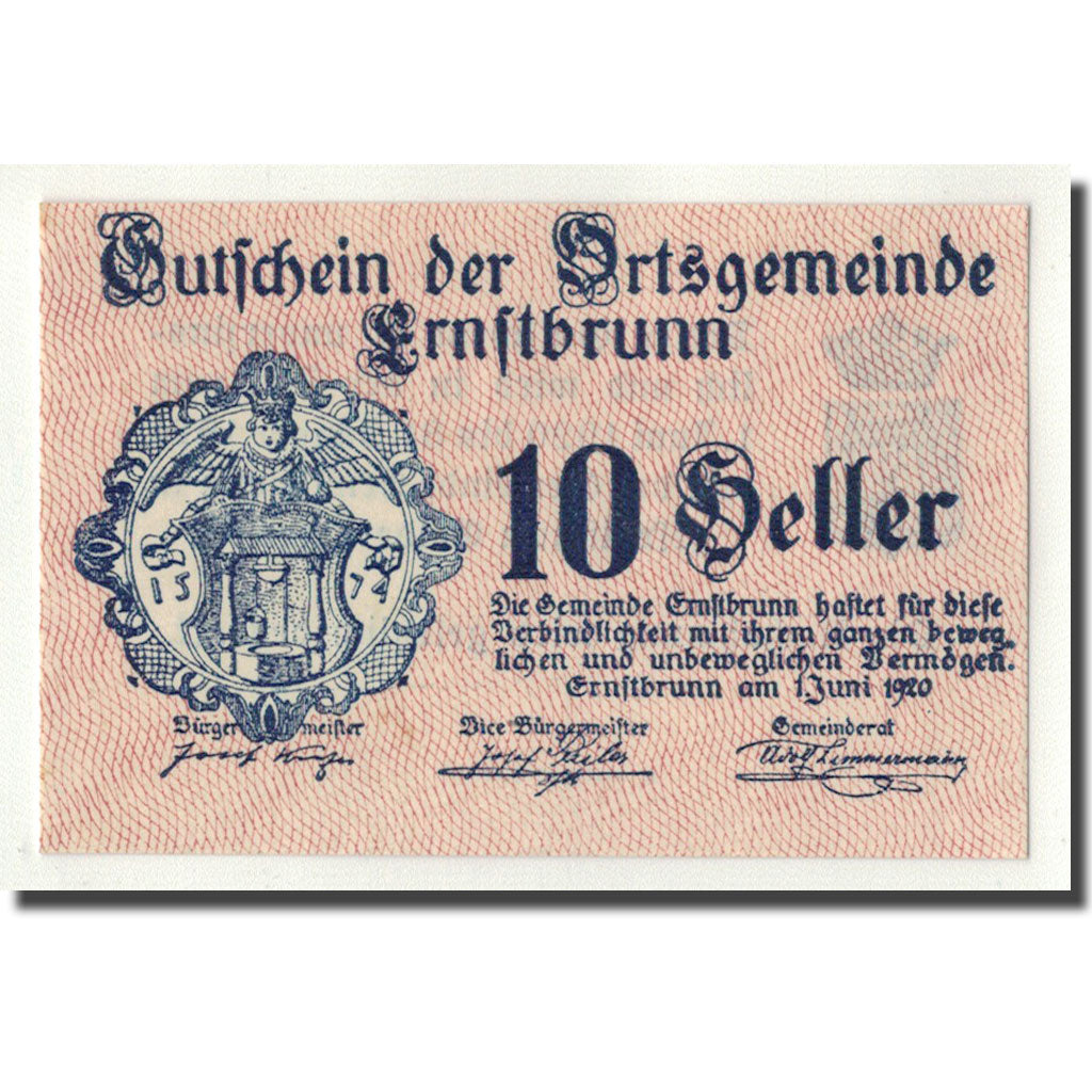 Geldschein, Österreich, Ernstbrunn, 10 Heller, Ecusson, 1920, 1920-06-01, UNZ-