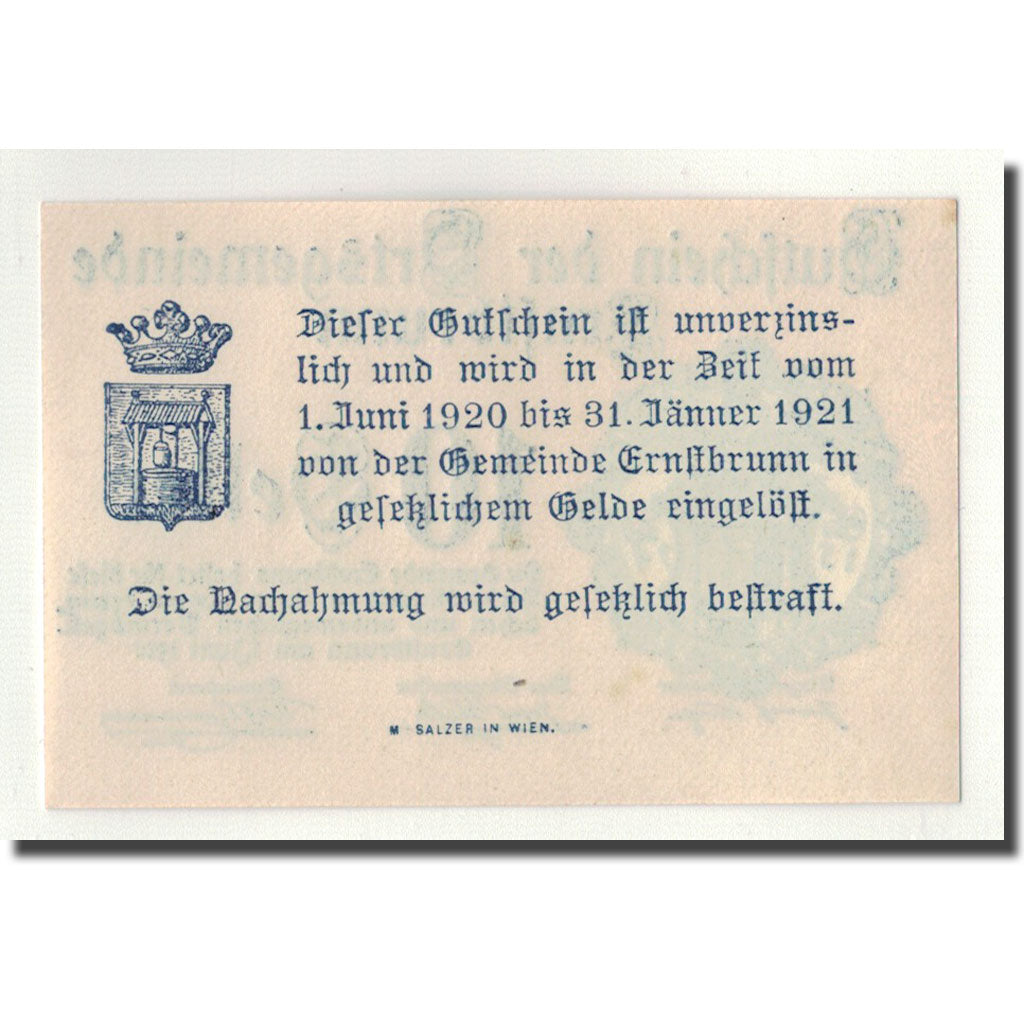 Geldschein, Österreich, Ernstbrunn, 10 Heller, Ecusson, 1920, 1920-06-01, UNZ-