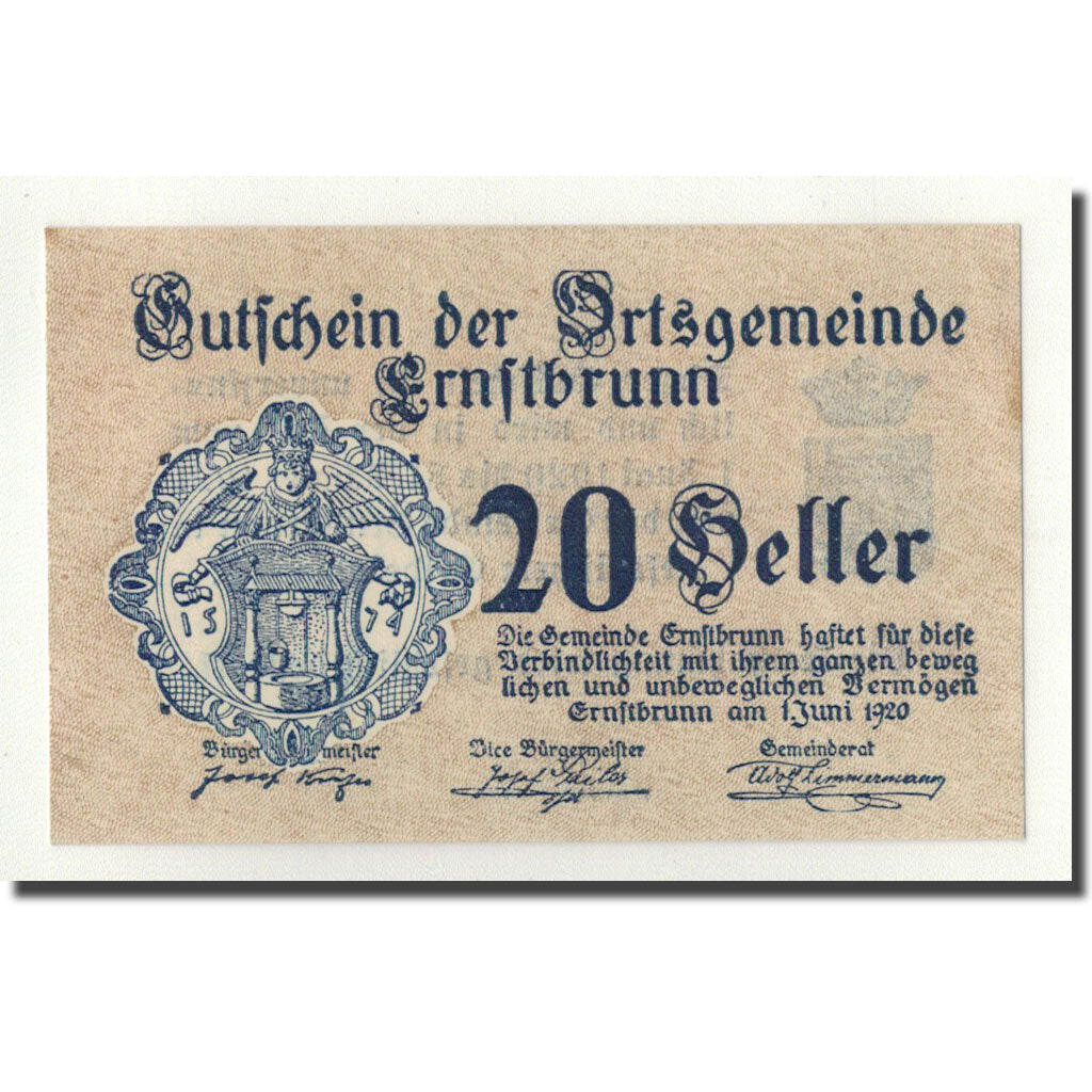 Geldschein, Österreich, Ernstbrunn, 20 Heller, Ecusson, 1920, 1920-06-01, UNZ-