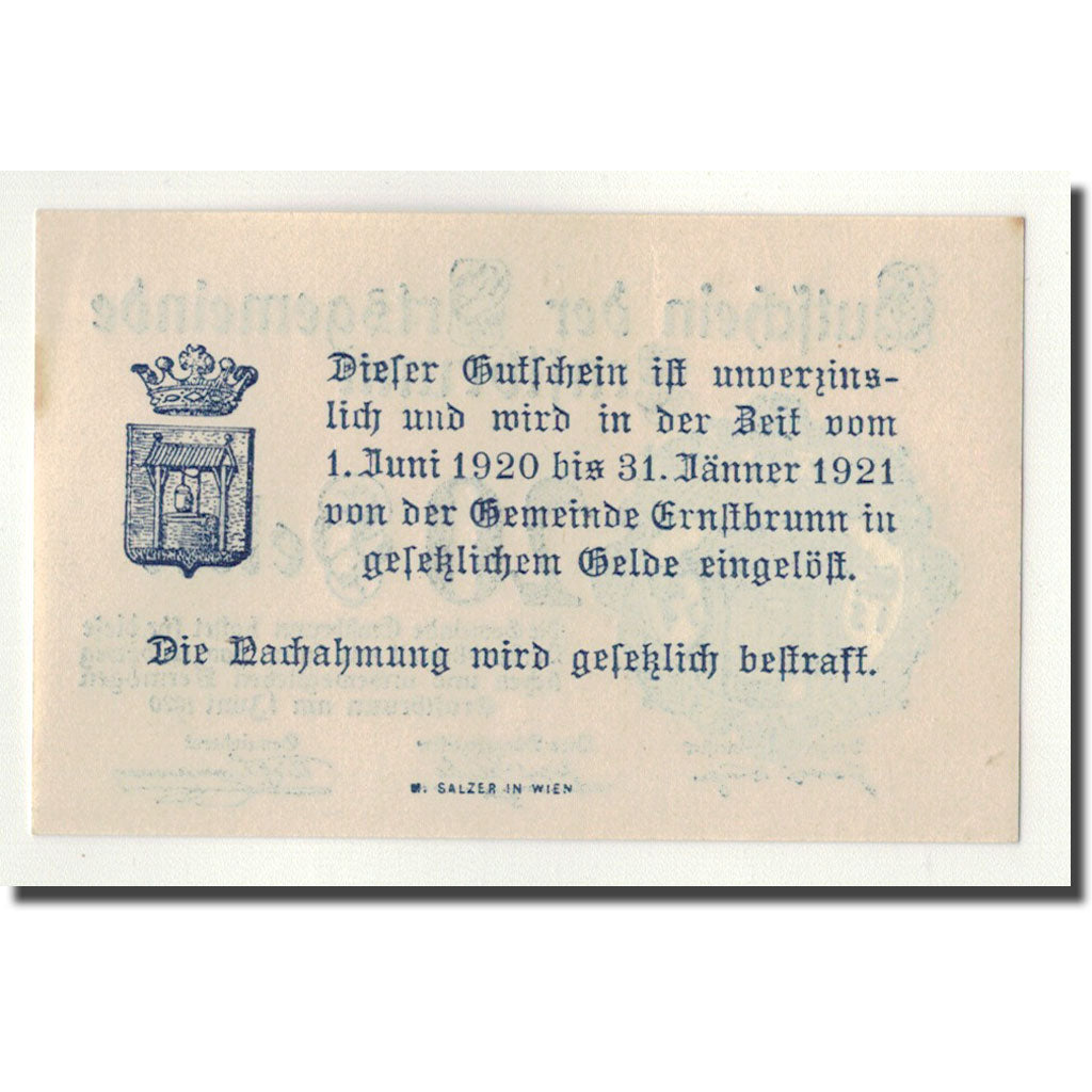 Geldschein, Österreich, Ernstbrunn, 20 Heller, Ecusson, 1920, 1920-06-01, UNZ-