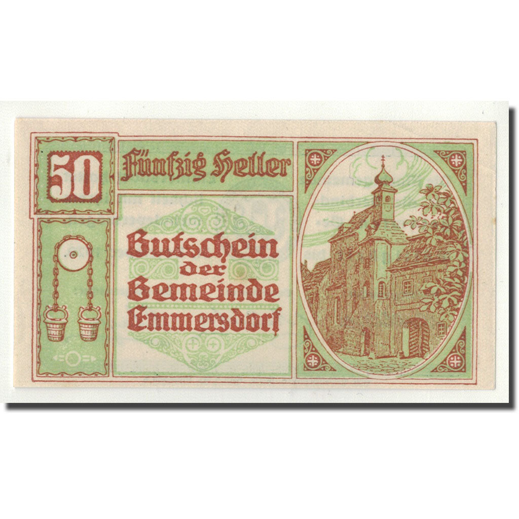 Geldschein, Österreich, Emmersdorf an der Donau, 50 Heller, paysage, 1920